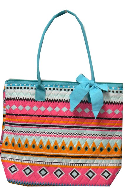 Small Quilted Tote Bag-AQM1515-AQUA